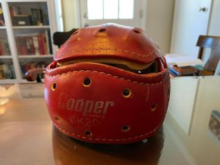 Vintage Wisconsin " Badger Bob " Early Era Uw Leather Hockey Helmet 1969 - Rare