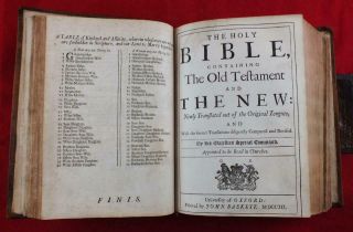 1719 Rare King James Bible Old & Testament Oxford Baskett 4to Conway Family