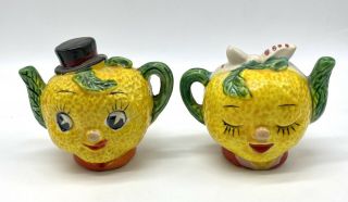 RARE Vintage Anthropomorphic Lemon Head Teapot Salt and Pepper Shakers ? PY ? 2