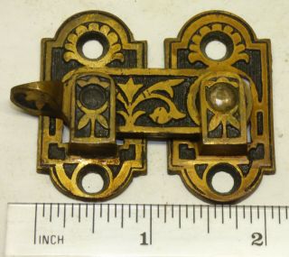 Ornate Antique Victorian Brass Shutter Cabinet Bar Latch Salvaged Hardware