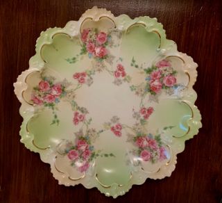 Mz Austria Antique Porcelain Plate Pink Roses