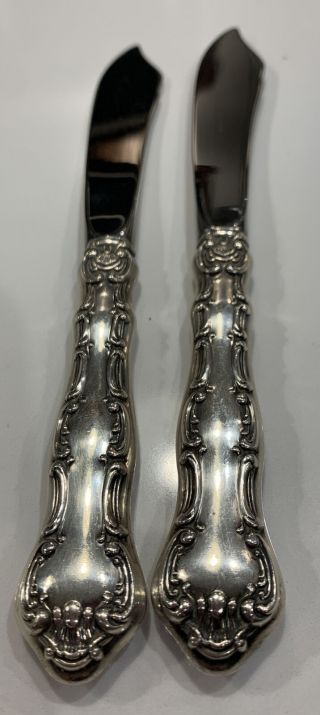 Gorham Sterling Silver Strasbourg Set Of 2 Individual Butter Jelly Knifes