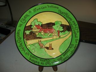 Antique Circa 1920s Arts & Crafts Era Hand Colored Plate With Welsh Rabbits
