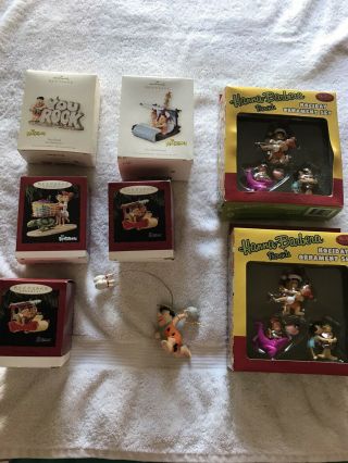 Hallmark 1995 The Flintstones Betty And Wilma Ornament Set Of 8 Fred Barney Rare