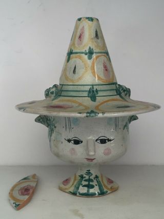 Rare 1962 Bjorn Wiinblad Pottery Face Head Hat Bowl Cup Vase Potpourri