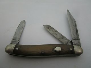 Rare Antique K S 319 Horn Handle Pocket Knife 3 Blade Folding Knife
