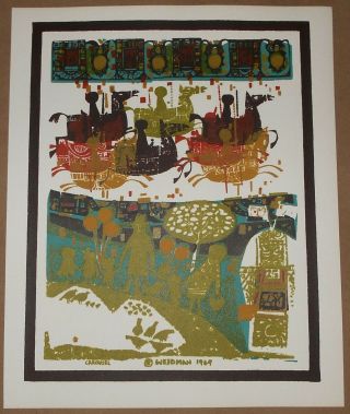 David Weidman Carousel,  Mini Screen Print Silkscreen Limited Edition Rare Poster