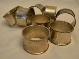 Antique Set Of 8 Silver Plate Napkin Rings