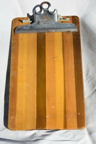 Vintage Wwii Era Globe Wernicke Wooden Clip Board 6 1/2 By 11 Inches Rare