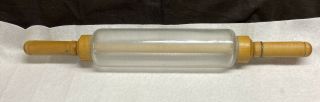 Antique Hand - Blown Glass Rolling Pin With Wood Handles