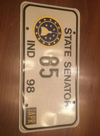 Vintage 1998 Indiana State Senator License Plate Rare