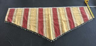Waverly Capulet Valance Lined Burgundy Antique Gold Green Stripes W/ Beads 52” W