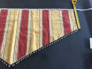 Waverly Capulet Valance Lined Burgundy Antique Gold Green Stripes w/ Beads 52” W 2