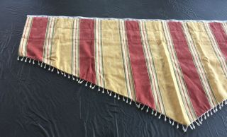 Waverly Capulet Valance Lined Burgundy Antique Gold Green Stripes w/ Beads 52” W 3