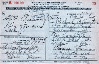 Old 1923 Prohibition Whisky Prescription Pharmacy Doctor Bar Narberth Phila Pa