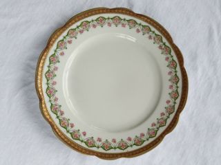 Antique M.  Z.  Austria Hand Painted Porcelain 7.  75 " Lunch Plate,  Art Deco,  Gilded