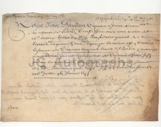 1661 Antique French Manuscript Document Signed On Vellum