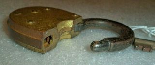 antique Eagle Lock Co brass padlock with key 3