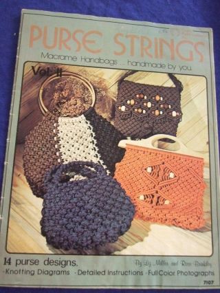 Vintage1970 " Purse Stings Vol 11 " Pattern Book Full Instruction 14 Designs