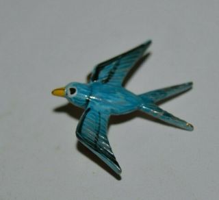 Vintage Blue Painted Bluebird Metal Small Lapel Jacket Hat Pin Rare