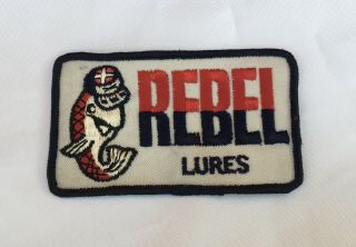 Vintage " Rebel Lures " Fishing Lure Patch 2 9/16 X 4 1/4