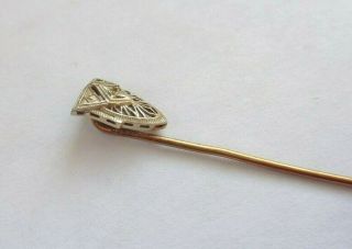 Antique Solid 10k White Yellow Gold Filigree Stick Pin No Scrap 1.  3g