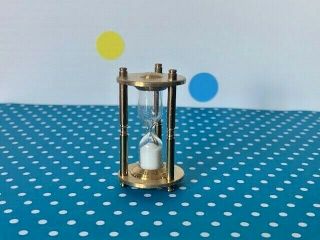 Vintage Dollhouse Miniature Brass Hourglass With Sand