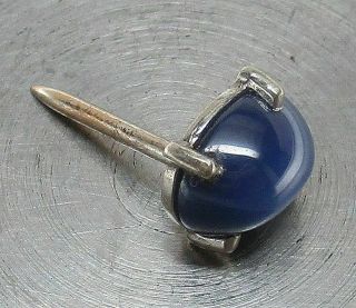 Vintage Solid 14k White Gold Blue Star Sapphire Tack Pin Stunning
