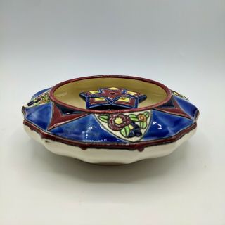 Vintage Art Deco Maruhon Ware Porcelain Bowl With Floral Frog Hand Painted Japan