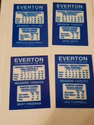 Everton 100 Seasons at The Top Cards.  Much Sought After,  Rare 100 Years 2
