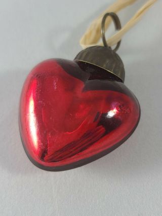 ANTIQUE RED MERCURY GLASS KUGEL HEART CHRISTMAS ORNAMENTS 2
