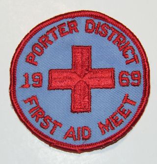 Porter District First Aid Meet 1969 Circular Embroidered Pocket Patch,  Rare