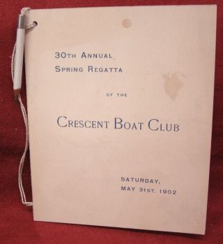 Antique 1902 Crescent Boat Club Philadelphia Regatta Score Card
