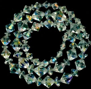 Beads Swarovski Cut Austrian Crystal Ab Flash Clear Faceted 64mm 18 " Vintage