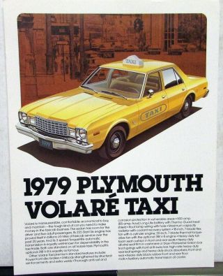 1979 Plymouth Volare Dealer Taxi Cab Fleet Sales Brochure Leaflet Rare