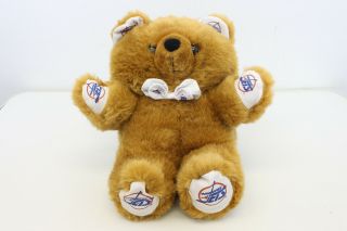Vintage Rare Cute Winnipeg Jets Nhl Hockey Fold Up Teaddy Bear Puck Plush Toy