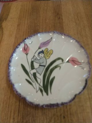 Rare Vintage Blue Ridge Pottery Hand Painted Pixie Plate Dorothy Bonbon Nasco 1