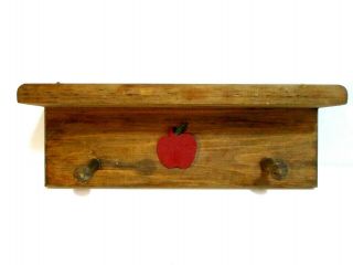 Vintage Wood Wall Hanging Shelf With Apple Embellishment 12 " X4.  5 "