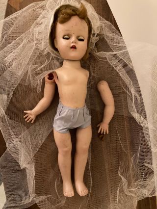 Antique Bride Doll 16” teeth usa 170 3