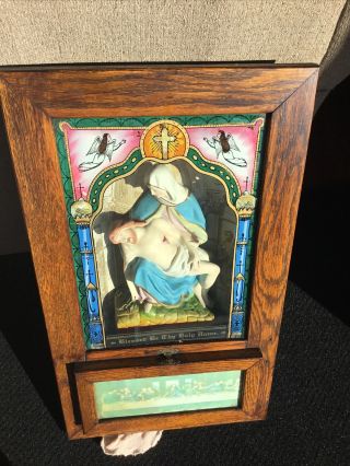 Antique Altar Religious Shadow Box Chalkware