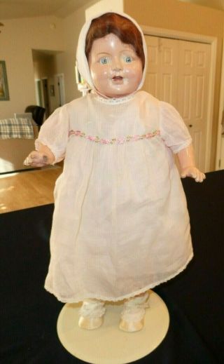Antique 20 " Composition Cloth Doll Sleepy Eyes Open Mouth Teeth Wig Needs Tlc