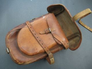 Rare 1942 Authentic German Army Wwii Leather Saddle Bag Cavalry Motorcycle Pouch