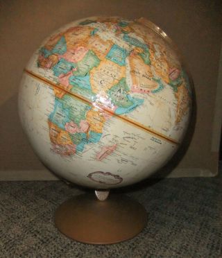 Vintage Replogle 12 " Rotating Raised Globe Metal Base Ussr - World Classic