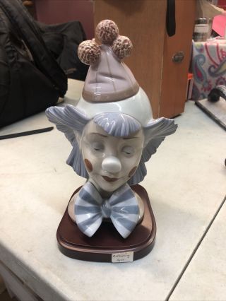 Lladro " Reflecting " Clown Bust 5612 Porcelain Figurine 1988 Rare Retired