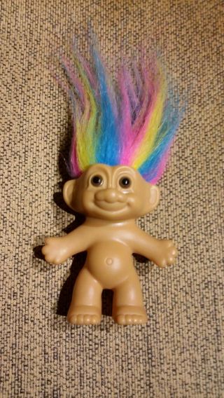 Vintage Good Luck Bingo Troll Rainbow Hair Russ Troll Doll Tie Dye Trolls Figure