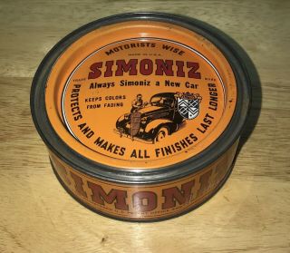 Vintage Simoniz Paste Auto Wax Tin Can For Ford Gm Chevy Mopar Buick