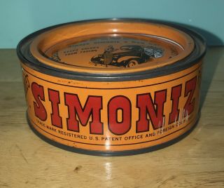 Vintage Simoniz Paste Auto Wax Tin Can For Ford GM Chevy Mopar Buick 2