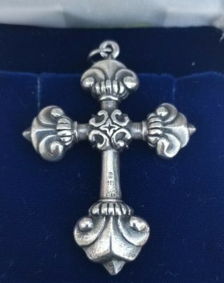 James Avery RARE retired Victorian large heavy Sterling Silver cross pendant 2