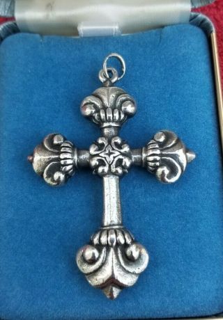 James Avery RARE retired Victorian large heavy Sterling Silver cross pendant 3