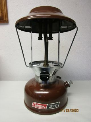 Vintage Coleman 275 Dual Mantle Brown Gas Lantern 11/76 Parts No Globe